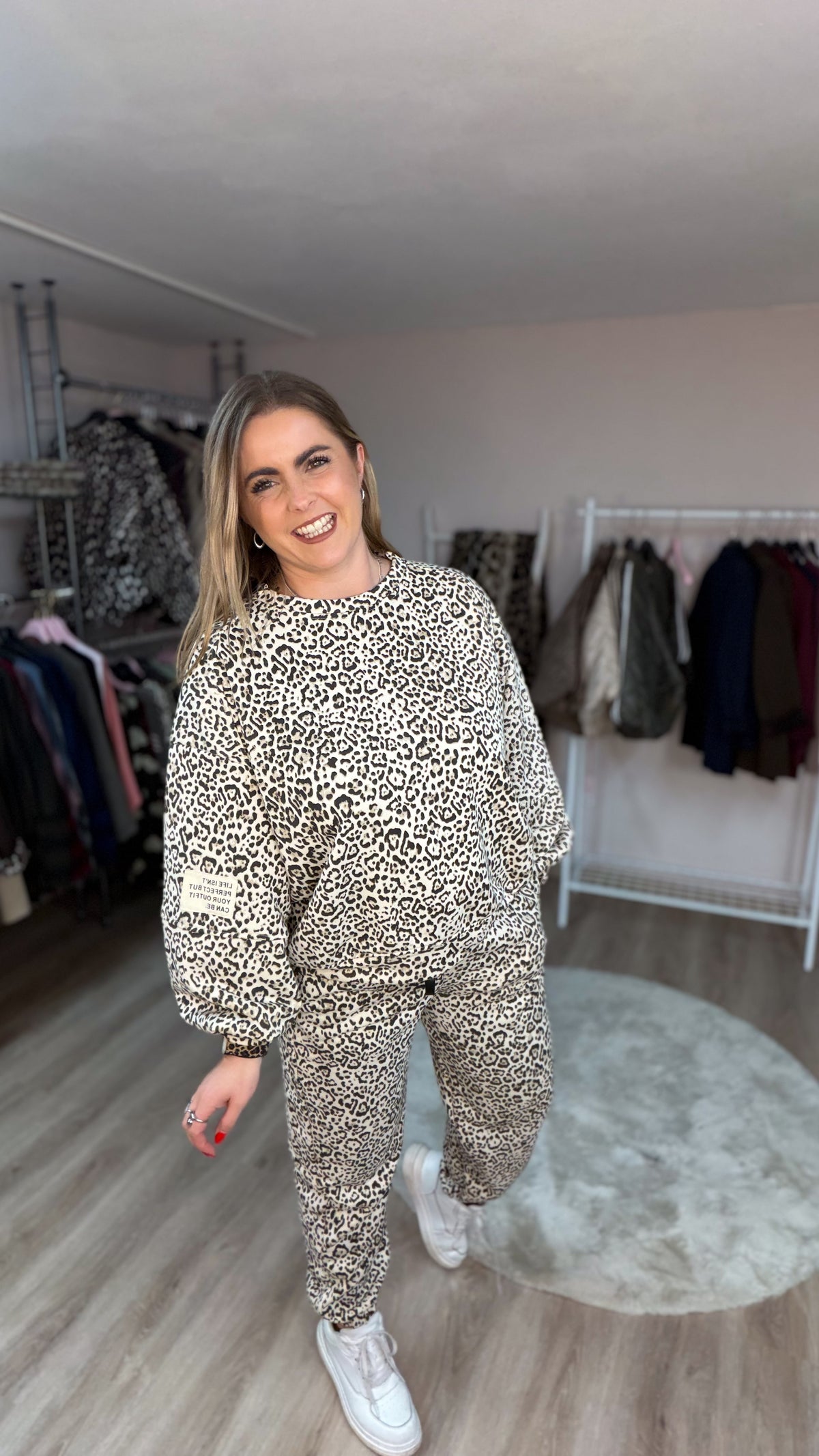 Hose Mariella im Leoprint mit Bündchen (70488)