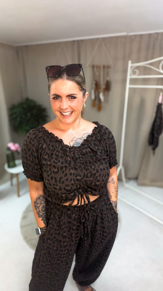 Musselin Bluse Kati im Leoprint