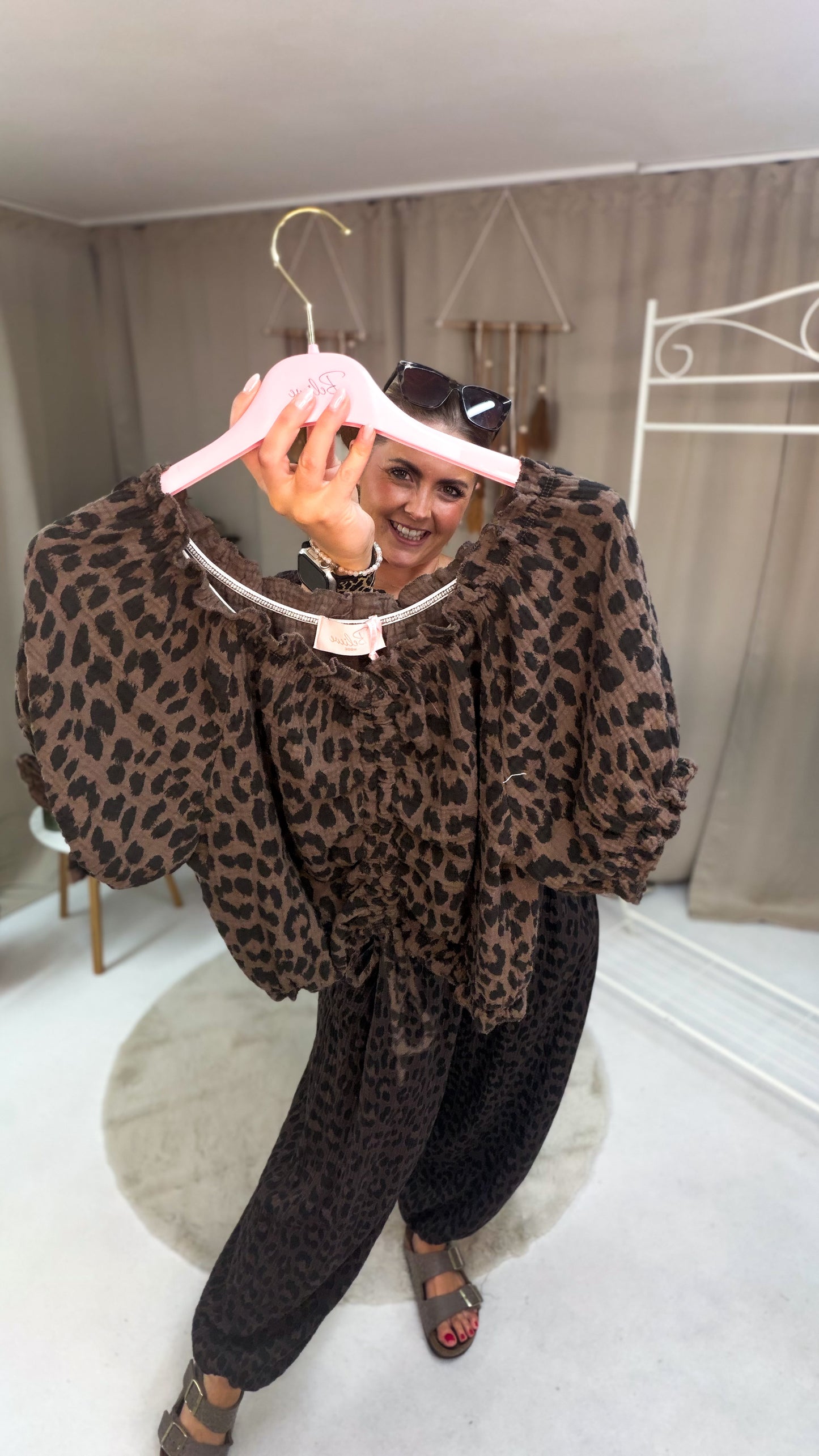Musselin Bluse Kati im Leoprint