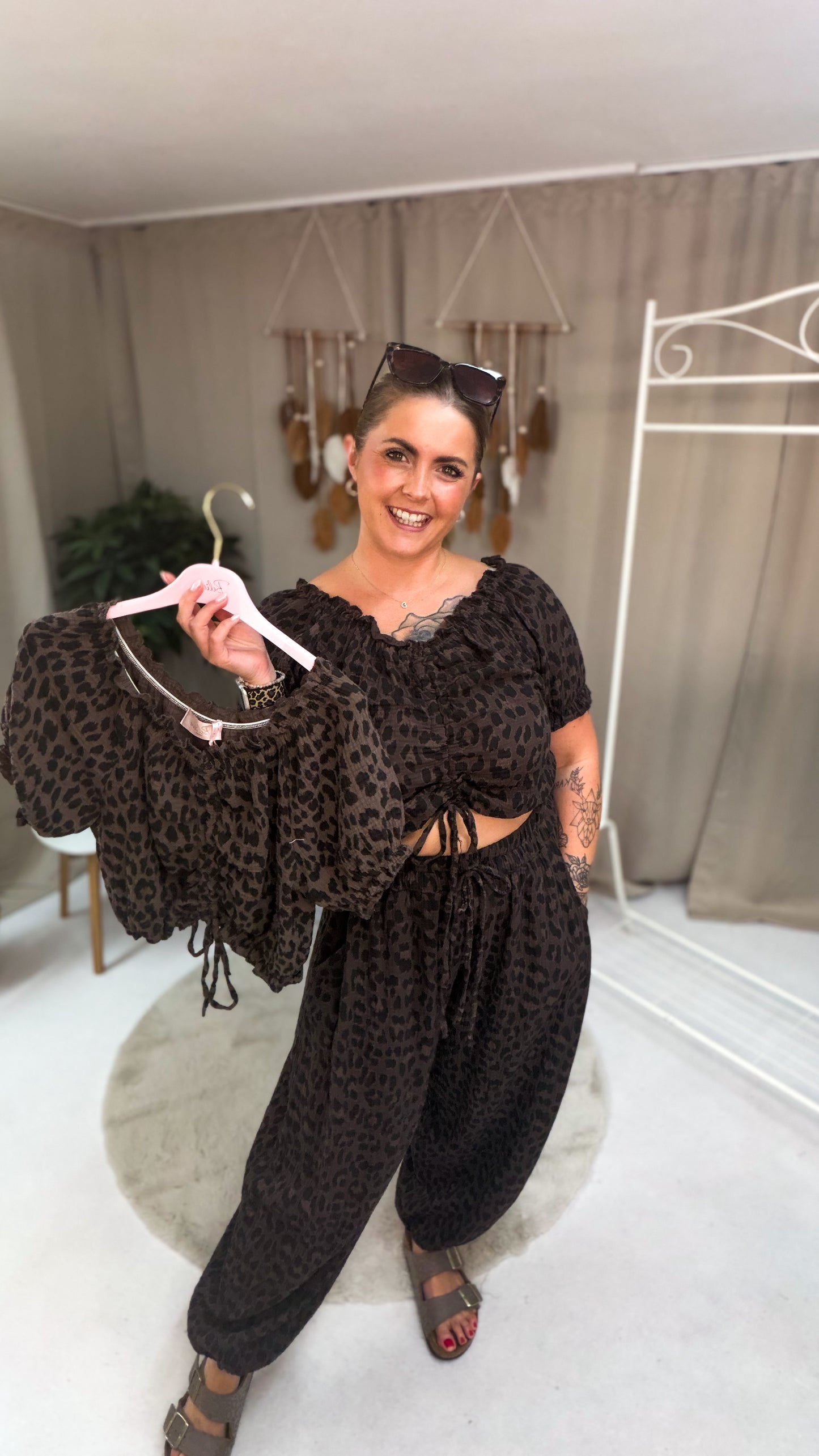 Musselin Bluse Kati im Leoprint